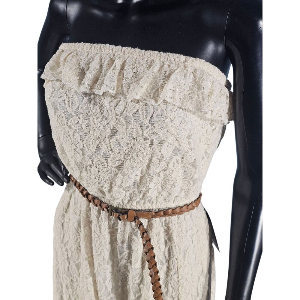 Strapless Lace Maxi Dress W/Leather Belt - Studio Y - Picture 2 of 8